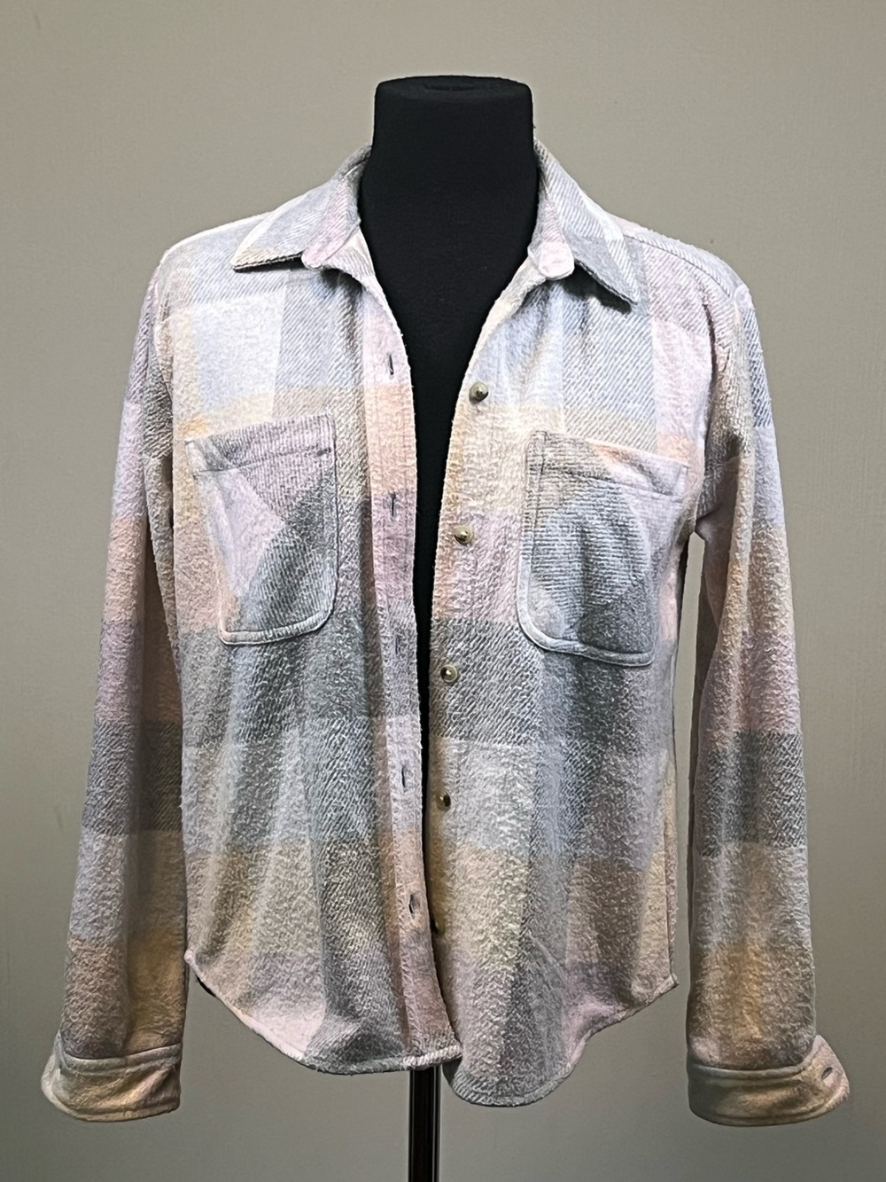 BeachLunchLounge Pastel Plaid Shacket Overshirt XS